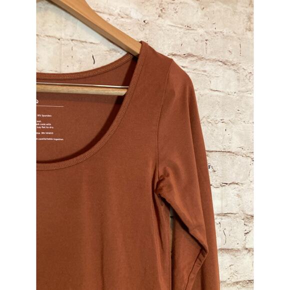 STORQ Maternity Top Womens 3 Small Camel Brown Modal Stretch Pullover Loungewear - Picture 3 of 12